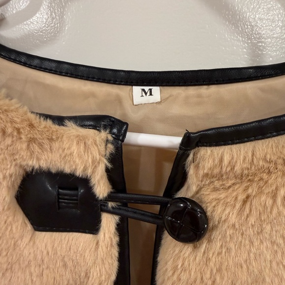 Commense Tan Teddy Jacket with Black Accents - Picture 2 of 4